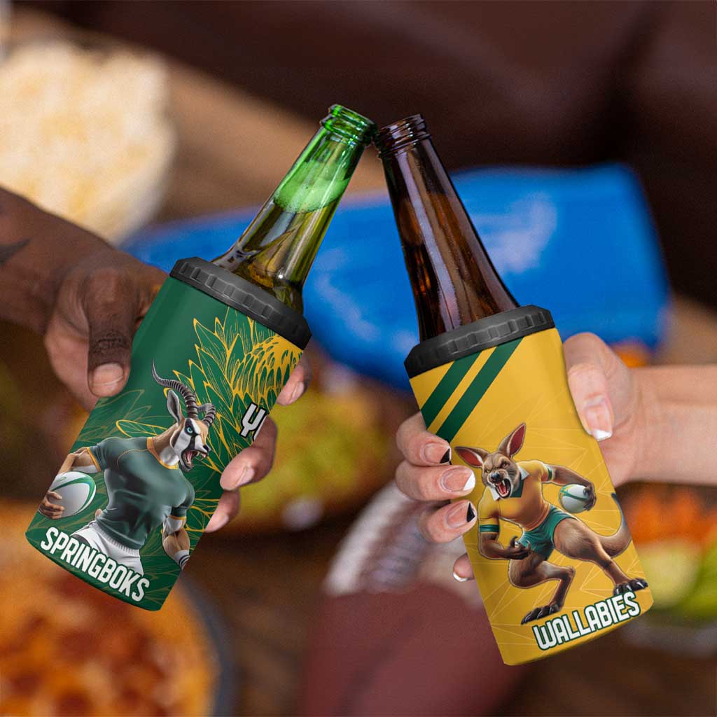 Personalized Rugby South Africa Australia 4 in 1 Can Cooler Tumbler Springboks Wallabies Mascot Go Champions - Wonder Print Shop