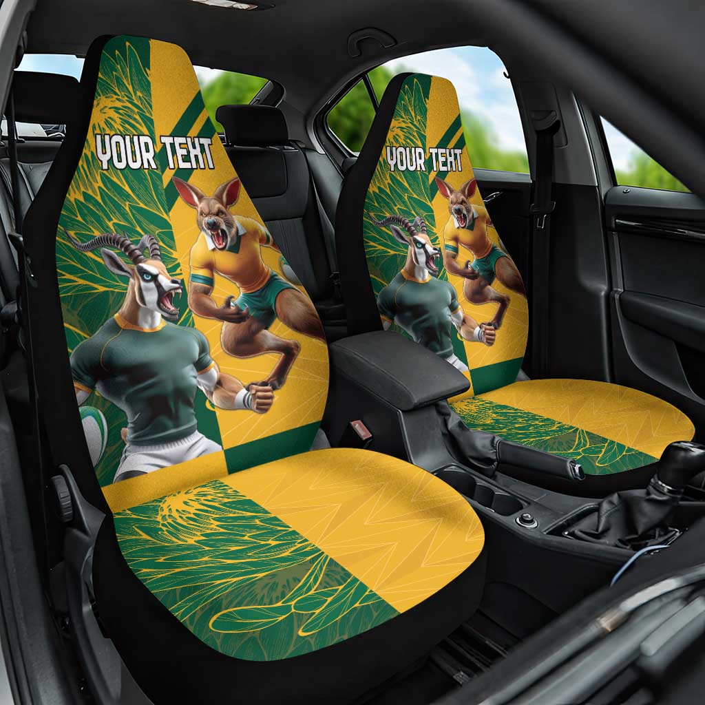 Personalized Rugby South Africa Australia Car Seat Cover Springboks Wallabies Mascot Go Champions - Wonder Print Shop