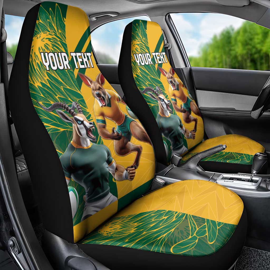 Personalized Rugby South Africa Australia Car Seat Cover Springboks Wallabies Mascot Go Champions - Wonder Print Shop