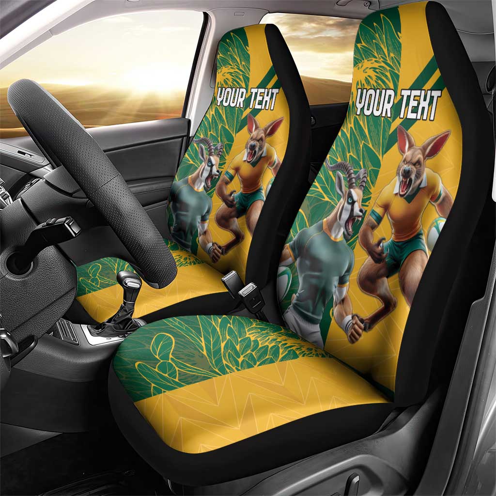 Personalized Rugby South Africa Australia Car Seat Cover Springboks Wallabies Mascot Go Champions - Wonder Print Shop