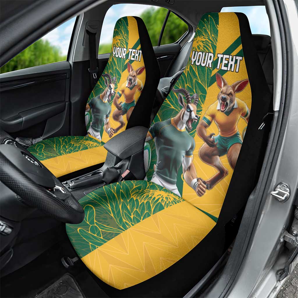 Personalized Rugby South Africa Australia Car Seat Cover Springboks Wallabies Mascot Go Champions - Wonder Print Shop