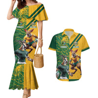 Personalized Rugby South Africa Australia Couples Matching Mermaid Dress and Hawaiian Shirt Springboks Wallabies Mascot Go Champions - Wonder Print Shop