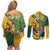 Personalized Rugby South Africa Australia Couples Matching Off Shoulder Short Dress and Long Sleeve Button Shirt Springboks Wallabies Mascot Go Champions - Wonder Print Shop