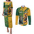 Personalized Rugby South Africa Australia Couples Matching Puletasi and Long Sleeve Button Shirt Springboks Wallabies Mascot Go Champions - Wonder Print Shop