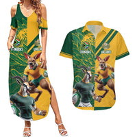 Personalized Rugby South Africa Australia Couples Matching Summer Maxi Dress and Hawaiian Shirt Springboks Wallabies Mascot Go Champions - Wonder Print Shop