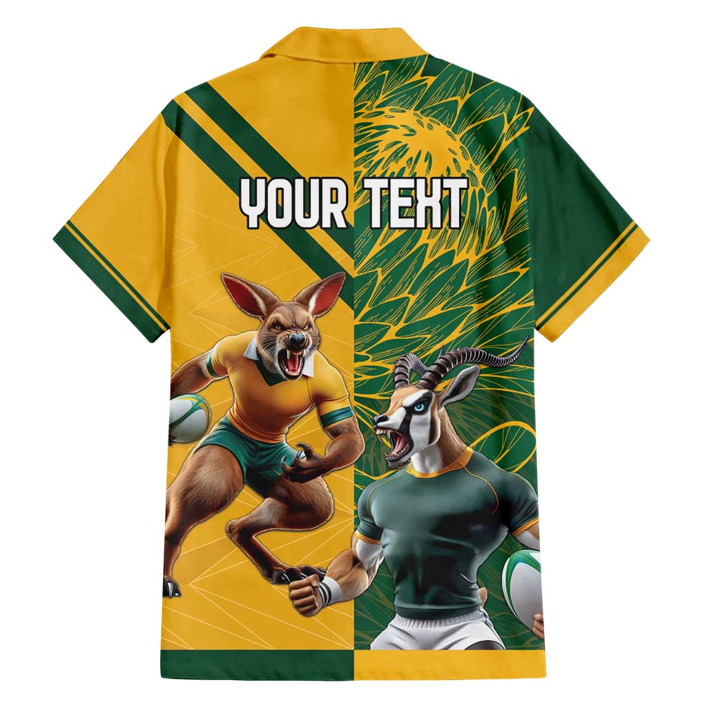 Personalized Rugby South Africa Australia Family Matching Long Sleeve Bodycon Dress and Hawaiian Shirt Springboks Wallabies Mascot Go Champions - Wonder Print Shop