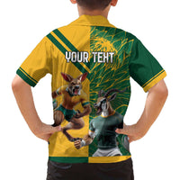 Personalized Rugby South Africa Australia Family Matching Off The Shoulder Long Sleeve Dress and Hawaiian Shirt Springboks Wallabies Mascot Go Champions - Wonder Print Shop