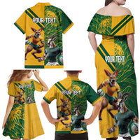 Personalized Rugby South Africa Australia Family Matching Off Shoulder Maxi Dress and Hawaiian Shirt Springboks Wallabies Mascot Go Champions - Wonder Print Shop