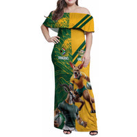 Personalized Rugby South Africa Australia Family Matching Off Shoulder Maxi Dress and Hawaiian Shirt Springboks Wallabies Mascot Go Champions - Wonder Print Shop