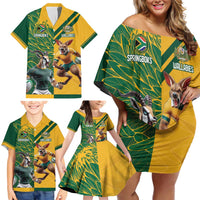 Personalized Rugby South Africa Australia Family Matching Off Shoulder Short Dress and Hawaiian Shirt Springboks Wallabies Mascot Go Champions - Wonder Print Shop