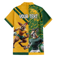 Personalized Rugby South Africa Australia Family Matching Off Shoulder Short Dress and Hawaiian Shirt Springboks Wallabies Mascot Go Champions - Wonder Print Shop