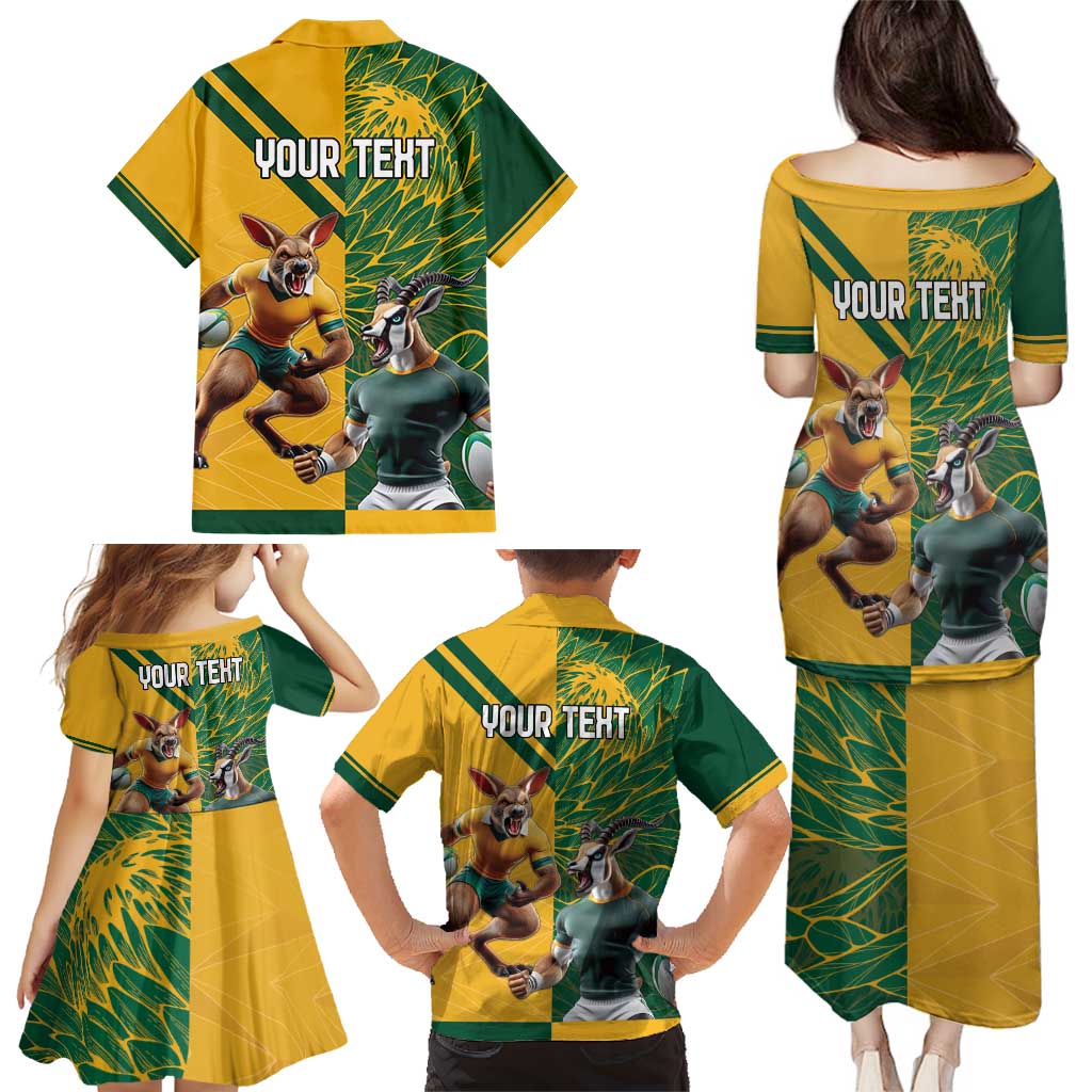 Personalized Rugby South Africa Australia Family Matching Puletasi and Hawaiian Shirt Springboks Wallabies Mascot Go Champions - Wonder Print Shop