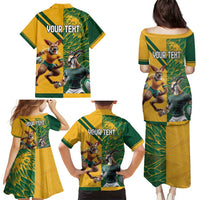 Personalized Rugby South Africa Australia Family Matching Puletasi and Hawaiian Shirt Springboks Wallabies Mascot Go Champions - Wonder Print Shop