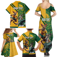Personalized Rugby South Africa Australia Family Matching Summer Maxi Dress and Hawaiian Shirt Springboks Wallabies Mascot Go Champions - Wonder Print Shop