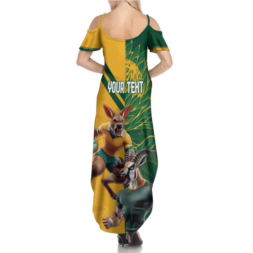 Personalized Rugby South Africa Australia Family Matching Summer Maxi Dress and Hawaiian Shirt Springboks Wallabies Mascot Go Champions - Wonder Print Shop