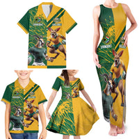 Personalized Rugby South Africa Australia Family Matching Tank Maxi Dress and Hawaiian Shirt Springboks Wallabies Mascot Go Champions - Wonder Print Shop