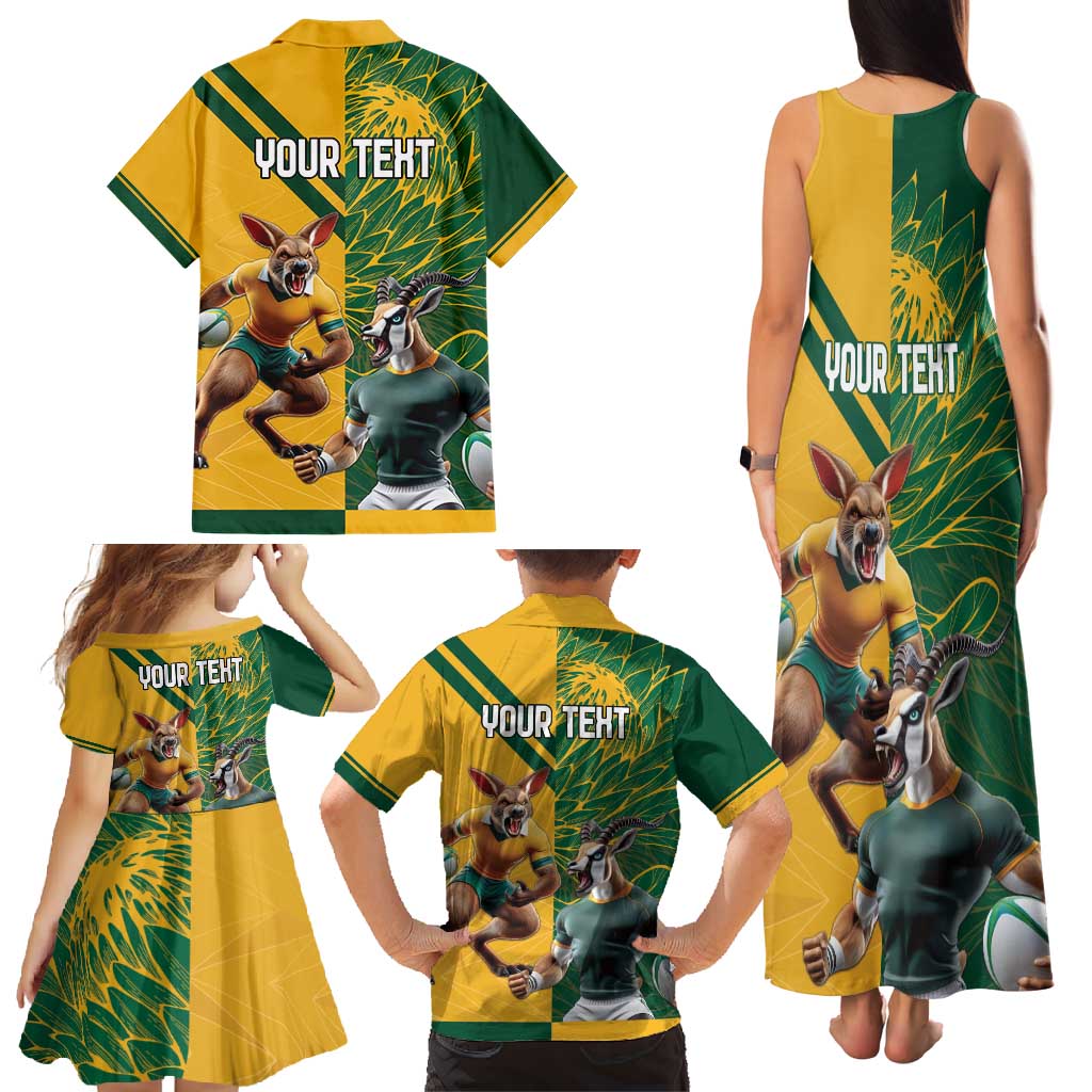 Personalized Rugby South Africa Australia Family Matching Tank Maxi Dress and Hawaiian Shirt Springboks Wallabies Mascot Go Champions - Wonder Print Shop