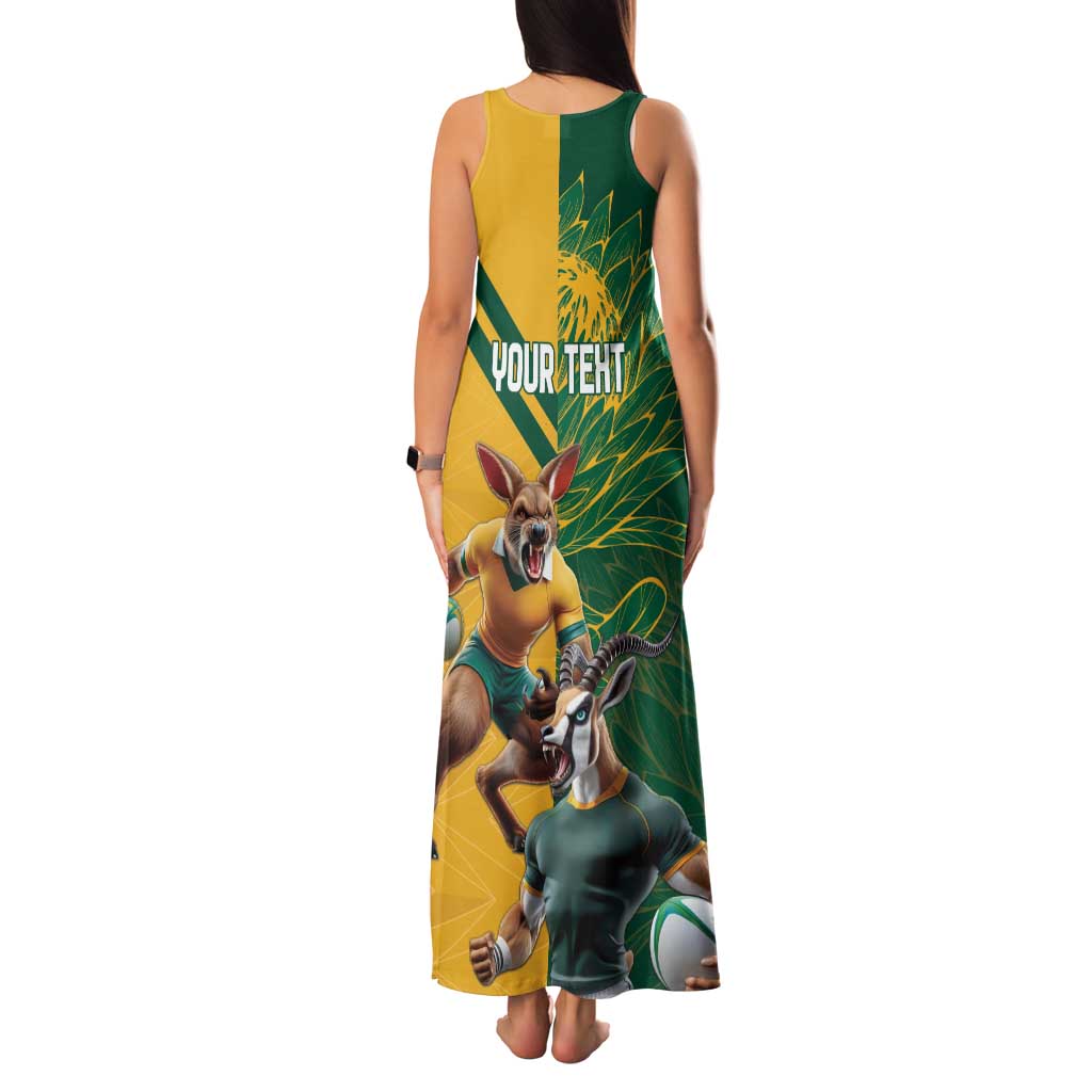 Personalized Rugby South Africa Australia Family Matching Tank Maxi Dress and Hawaiian Shirt Springboks Wallabies Mascot Go Champions - Wonder Print Shop