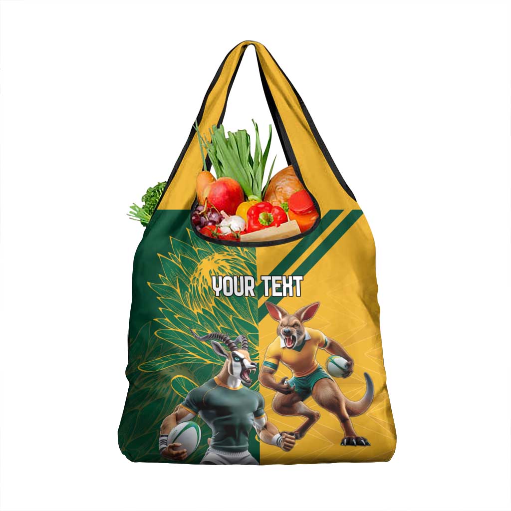 Personalized Rugby South Africa Australia Grocery Bag Springboks Wallabies Mascot Go Champions - Wonder Print Shop