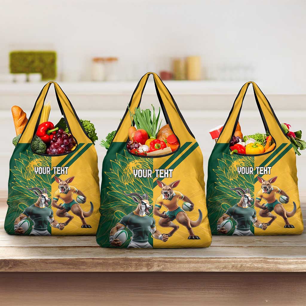Personalized Rugby South Africa Australia Grocery Bag Springboks Wallabies Mascot Go Champions - Wonder Print Shop