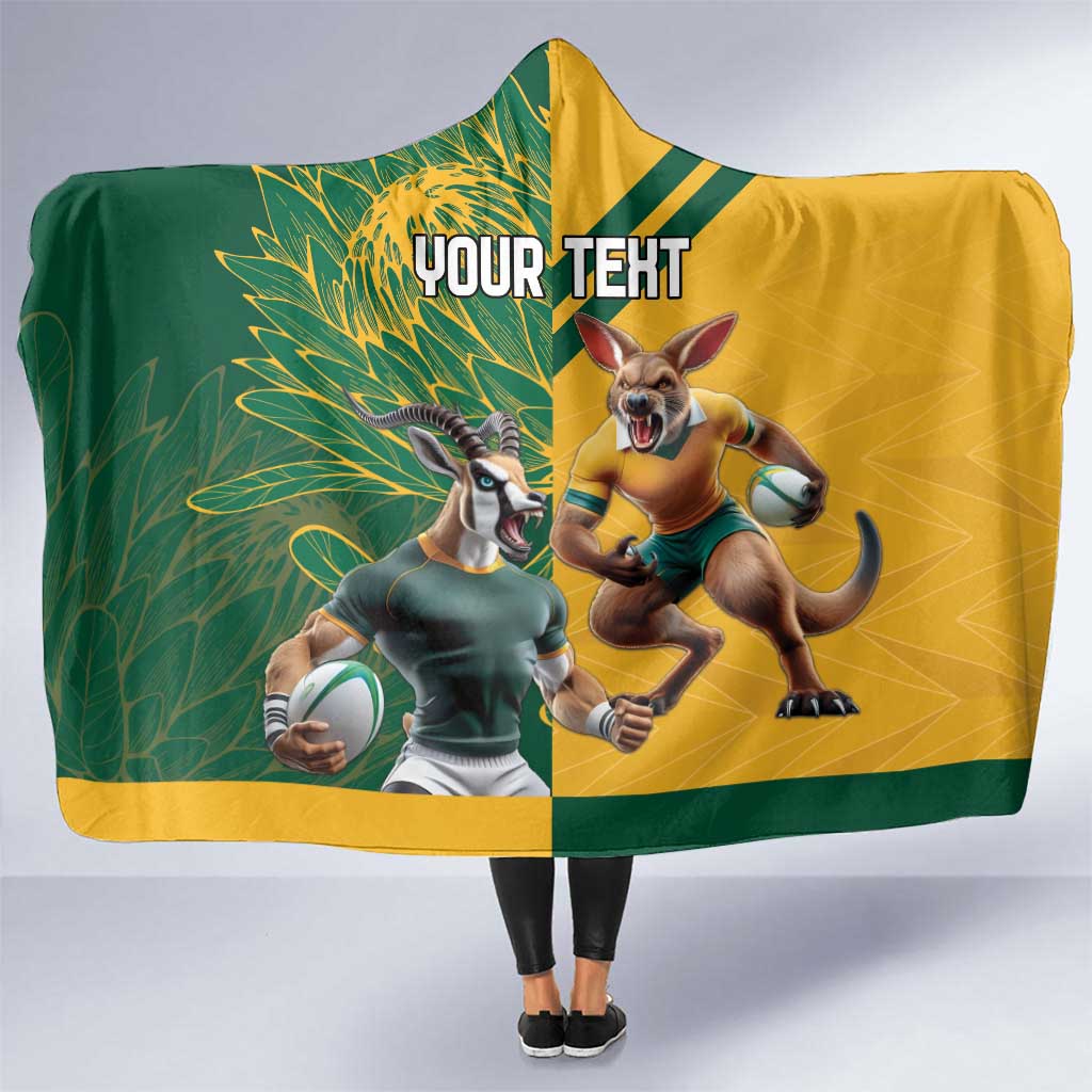 Personalized Rugby South Africa Australia Hooded Blanket Springboks Wallabies Mascot Go Champions - Wonder Print Shop