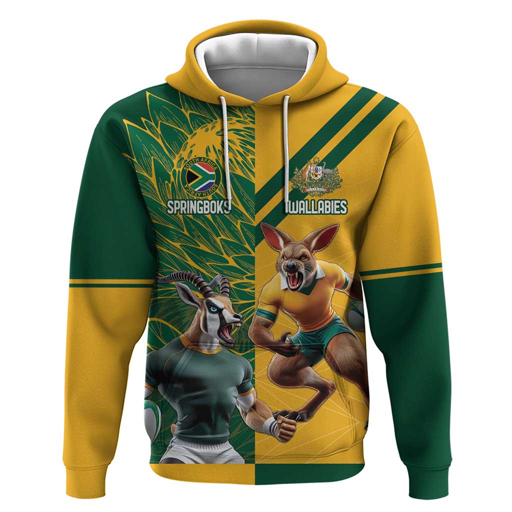 Personalized Rugby South Africa Australia Hoodie Springboks Wallabies Mascot Go Champions - Wonder Print Shop