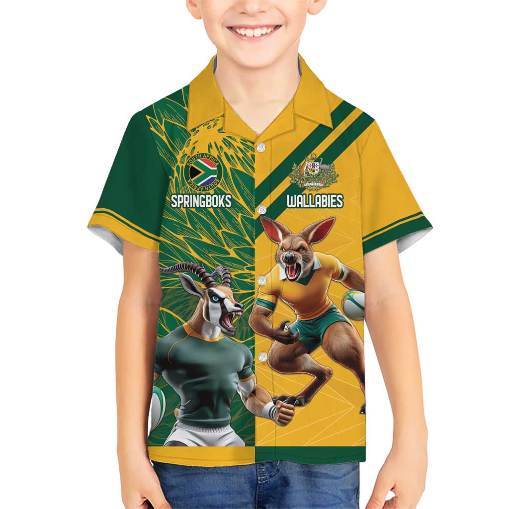 Personalized Rugby South Africa Australia Kid Hawaiian Shirt Springboks Wallabies Mascot Go Champions - Wonder Print Shop