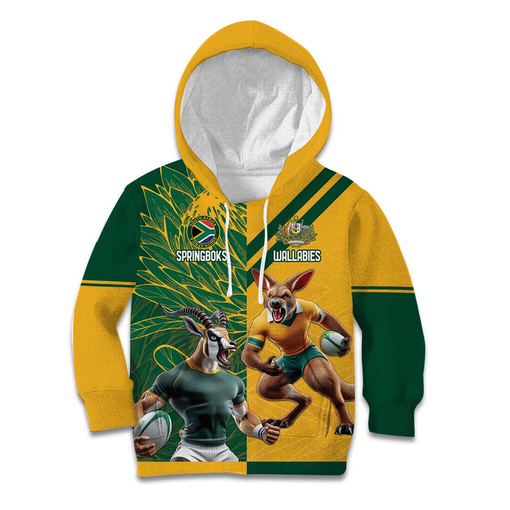 Personalized Rugby South Africa Australia Kid Hoodie Springboks Wallabies Mascot Go Champions - Wonder Print Shop