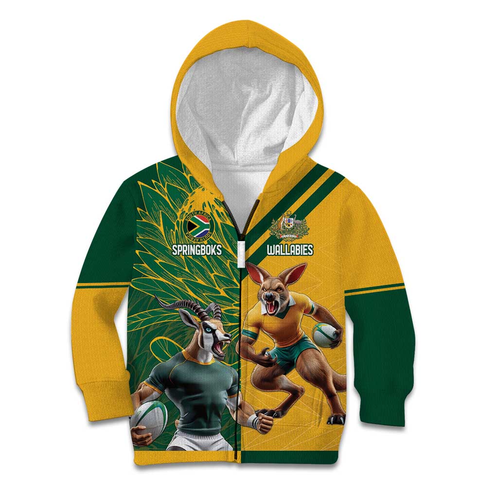 Personalized Rugby South Africa Australia Kid Hoodie Springboks Wallabies Mascot Go Champions - Wonder Print Shop