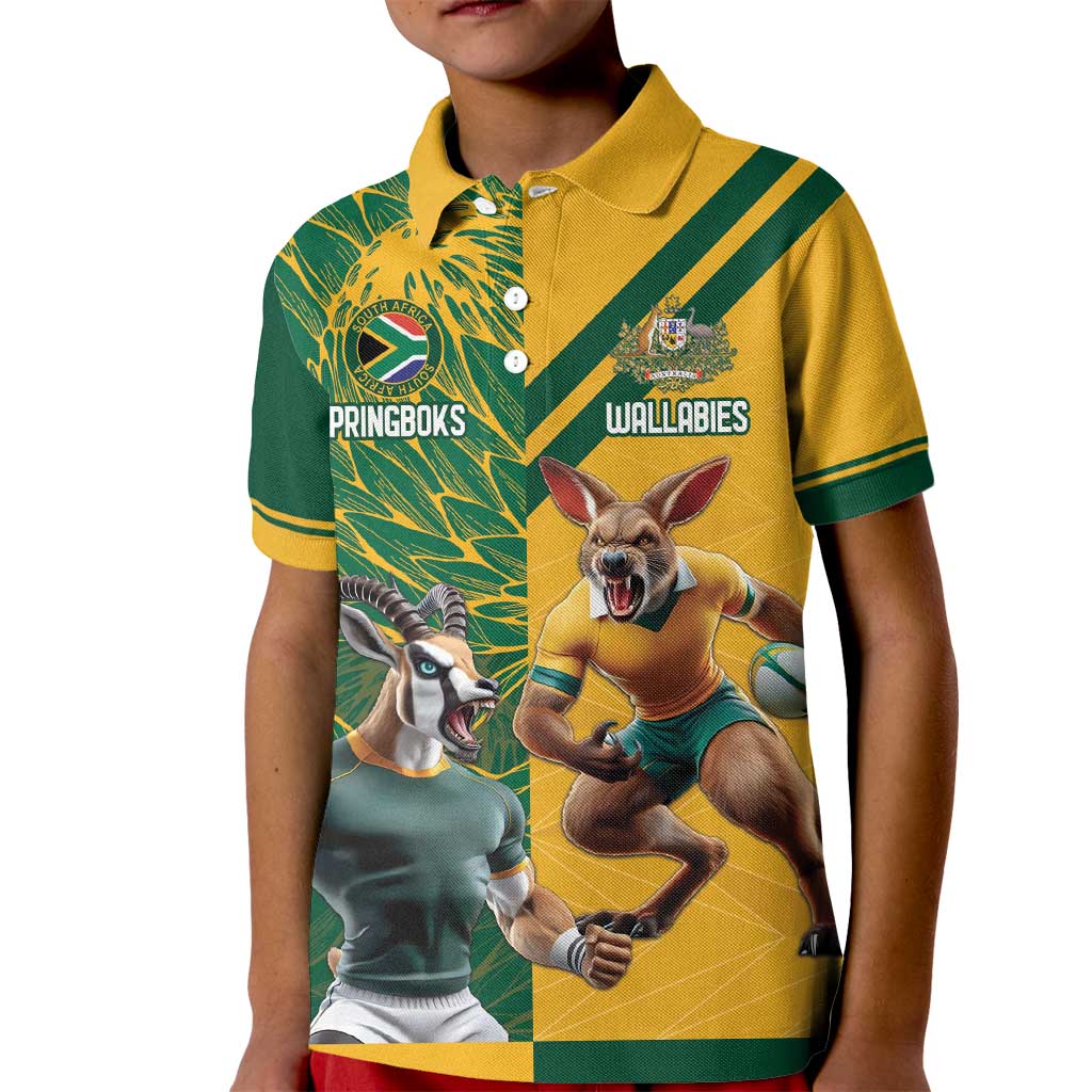 Personalized Rugby South Africa Australia Kid Polo Shirt Springboks Wallabies Mascot Go Champions - Wonder Print Shop