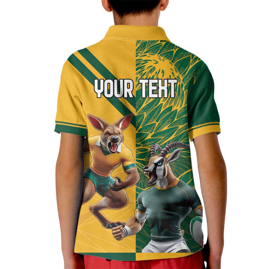 Personalized Rugby South Africa Australia Kid Polo Shirt Springboks Wallabies Mascot Go Champions - Wonder Print Shop