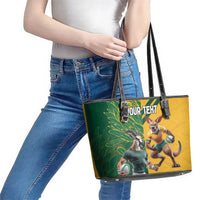 Personalized Rugby South Africa Australia Leather Tote Bag Springboks Wallabies Mascot Go Champions - Wonder Print Shop