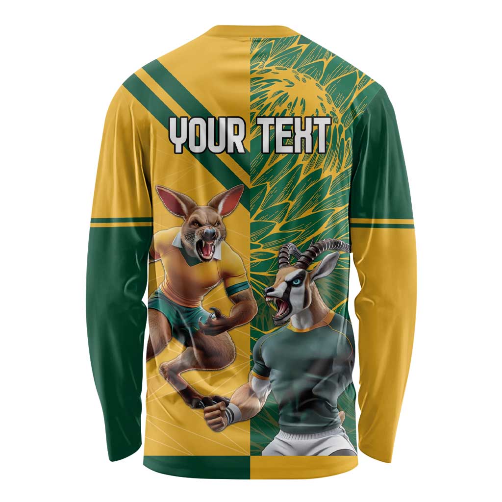 Personalized Rugby South Africa Australia Long Sleeve Shirt Springboks Wallabies Mascot Go Champions - Wonder Print Shop