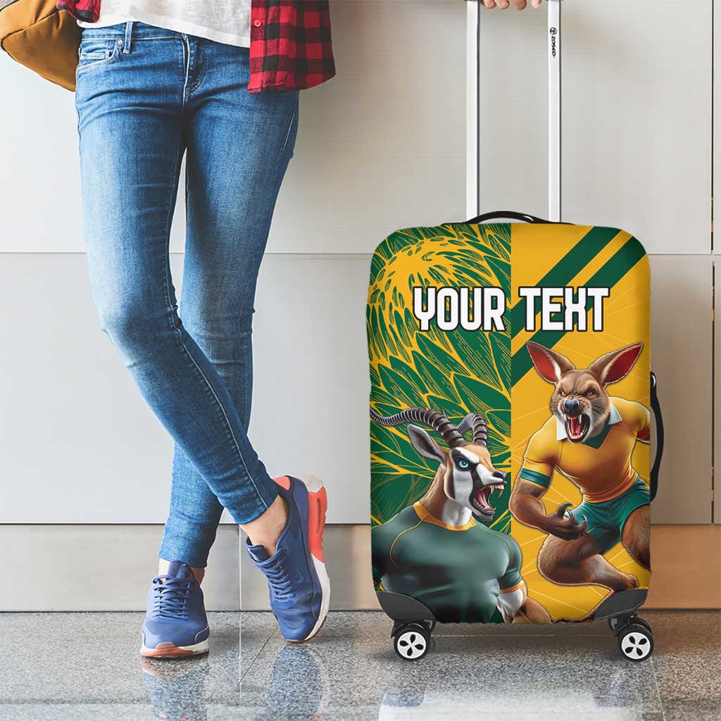 Personalized Rugby South Africa Australia Luggage Cover Springboks Wallabies Mascot Go Champions - Wonder Print Shop