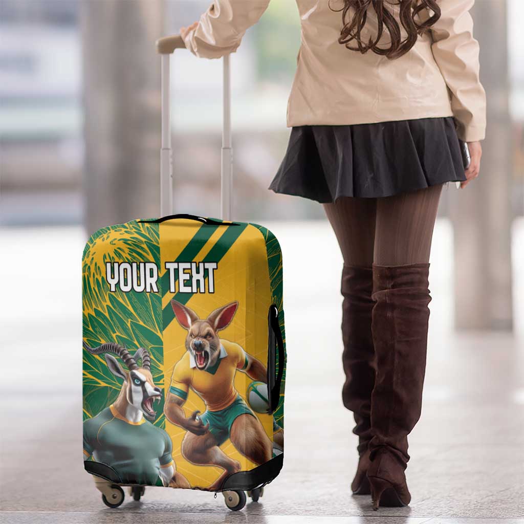 Personalized Rugby South Africa Australia Luggage Cover Springboks Wallabies Mascot Go Champions - Wonder Print Shop