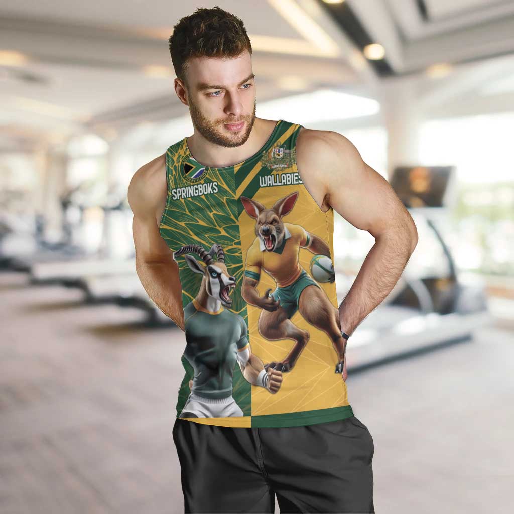 Personalized Rugby South Africa Australia Men Tank Top Springboks Wallabies Mascot Go Champions - Wonder Print Shop