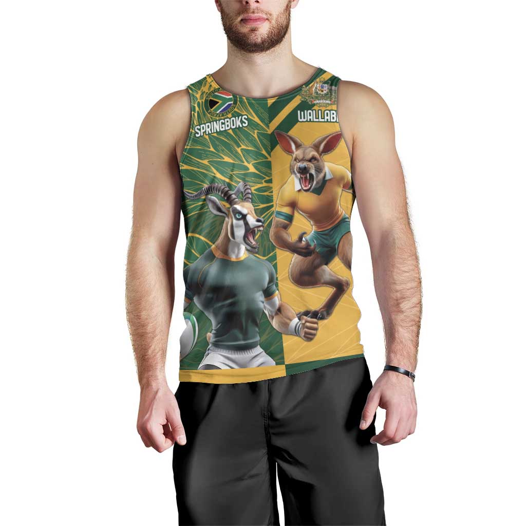 Personalized Rugby South Africa Australia Men Tank Top Springboks Wallabies Mascot Go Champions - Wonder Print Shop