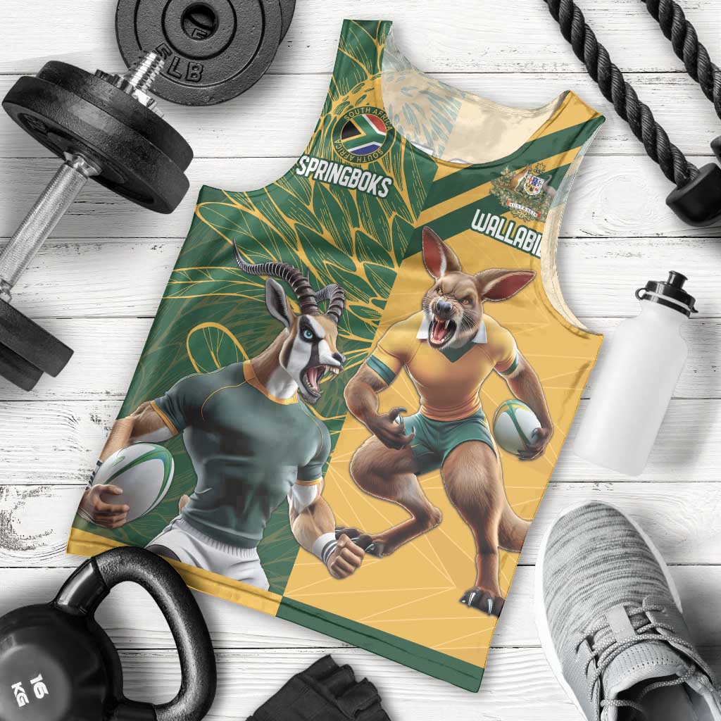 Personalized Rugby South Africa Australia Men Tank Top Springboks Wallabies Mascot Go Champions - Wonder Print Shop