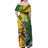 Personalized Rugby South Africa Australia Off Shoulder Maxi Dress Springboks Wallabies Mascot Go Champions - Wonder Print Shop