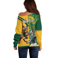 Personalized Rugby South Africa Australia Off Shoulder Sweater Springboks Wallabies Mascot Go Champions - Wonder Print Shop