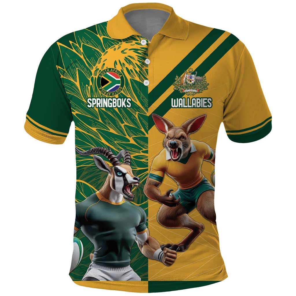 Personalized Rugby South Africa Australia Polo Shirt Springboks Wallabies Mascot Go Champions - Wonder Print Shop