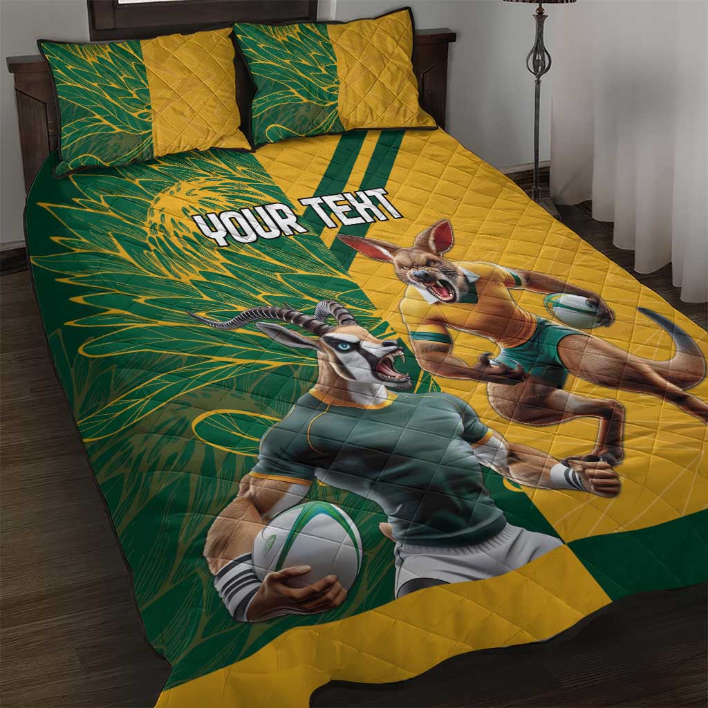 Personalized Rugby South Africa Australia Quilt Bed Set Springboks Wallabies Mascot Go Champions - Wonder Print Shop