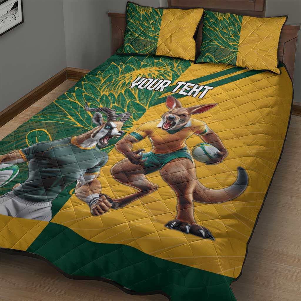 Personalized Rugby South Africa Australia Quilt Bed Set Springboks Wallabies Mascot Go Champions - Wonder Print Shop