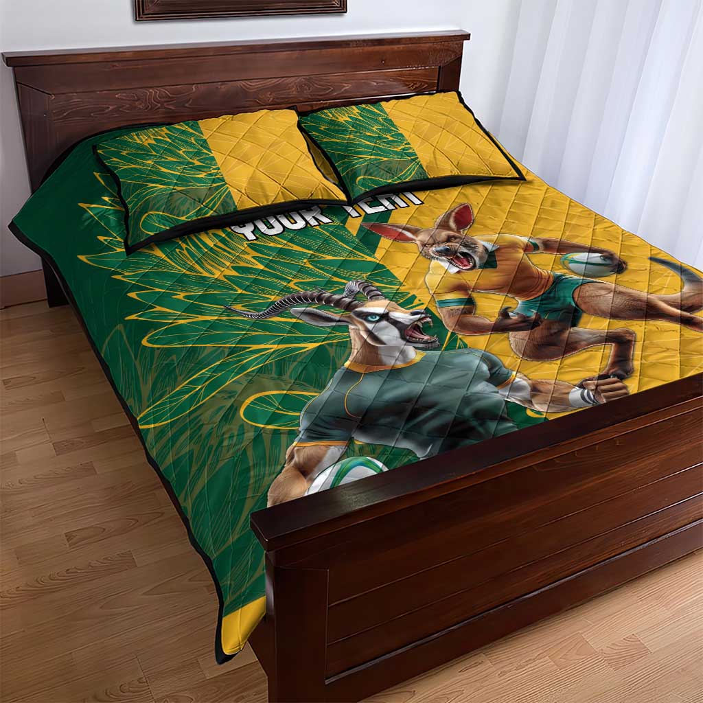 Personalized Rugby South Africa Australia Quilt Bed Set Springboks Wallabies Mascot Go Champions - Wonder Print Shop