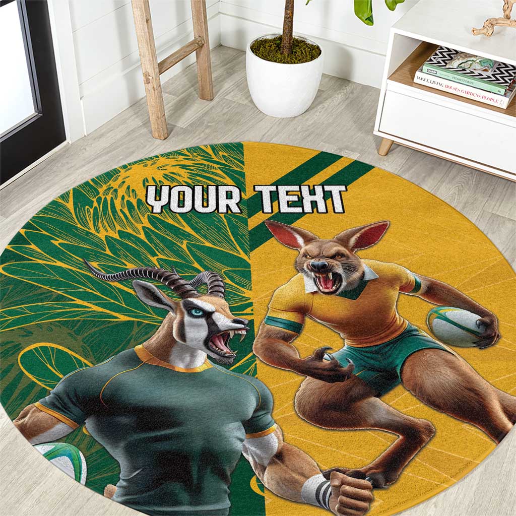 Personalized Rugby South Africa Australia Round Carpet Springboks Wallabies Mascot Go Champions - Wonder Print Shop