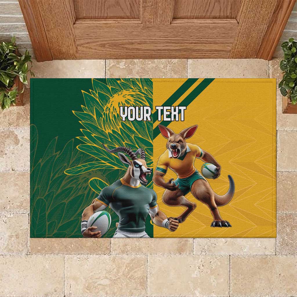 Personalized Rugby South Africa Australia Rubber Doormat Springboks Wallabies Mascot Go Champions - Wonder Print Shop