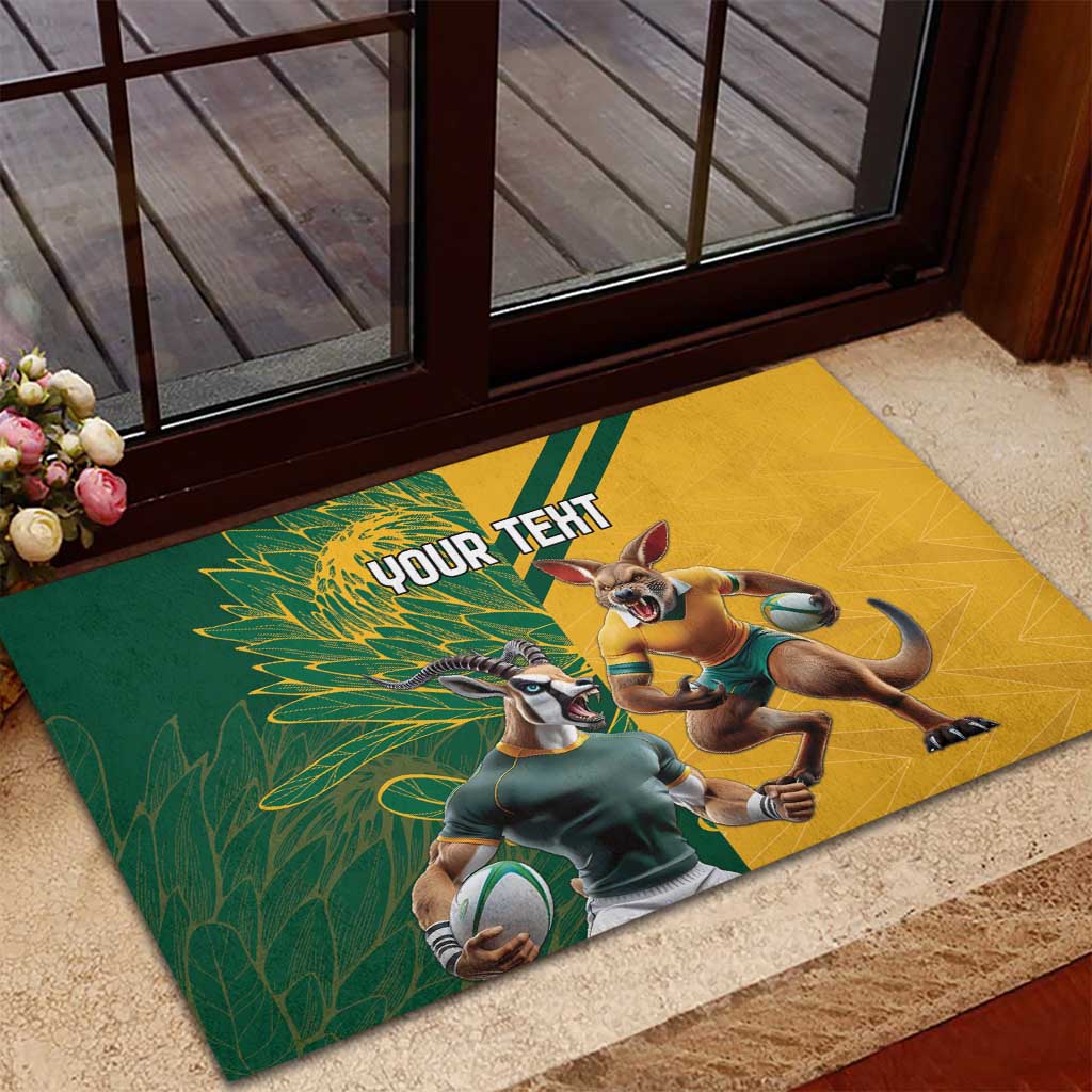 Personalized Rugby South Africa Australia Rubber Doormat Springboks Wallabies Mascot Go Champions - Wonder Print Shop