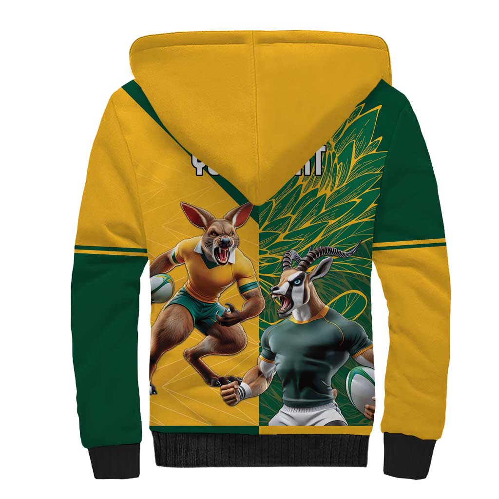Personalized Rugby South Africa Australia Sherpa Hoodie Springboks Wallabies Mascot Go Champions - Wonder Print Shop