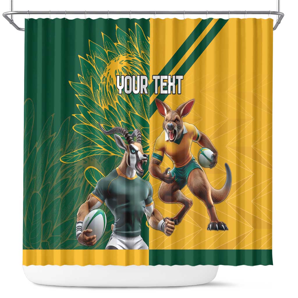 Personalized Rugby South Africa Australia Shower Curtain Springboks Wallabies Mascot Go Champions - Wonder Print Shop