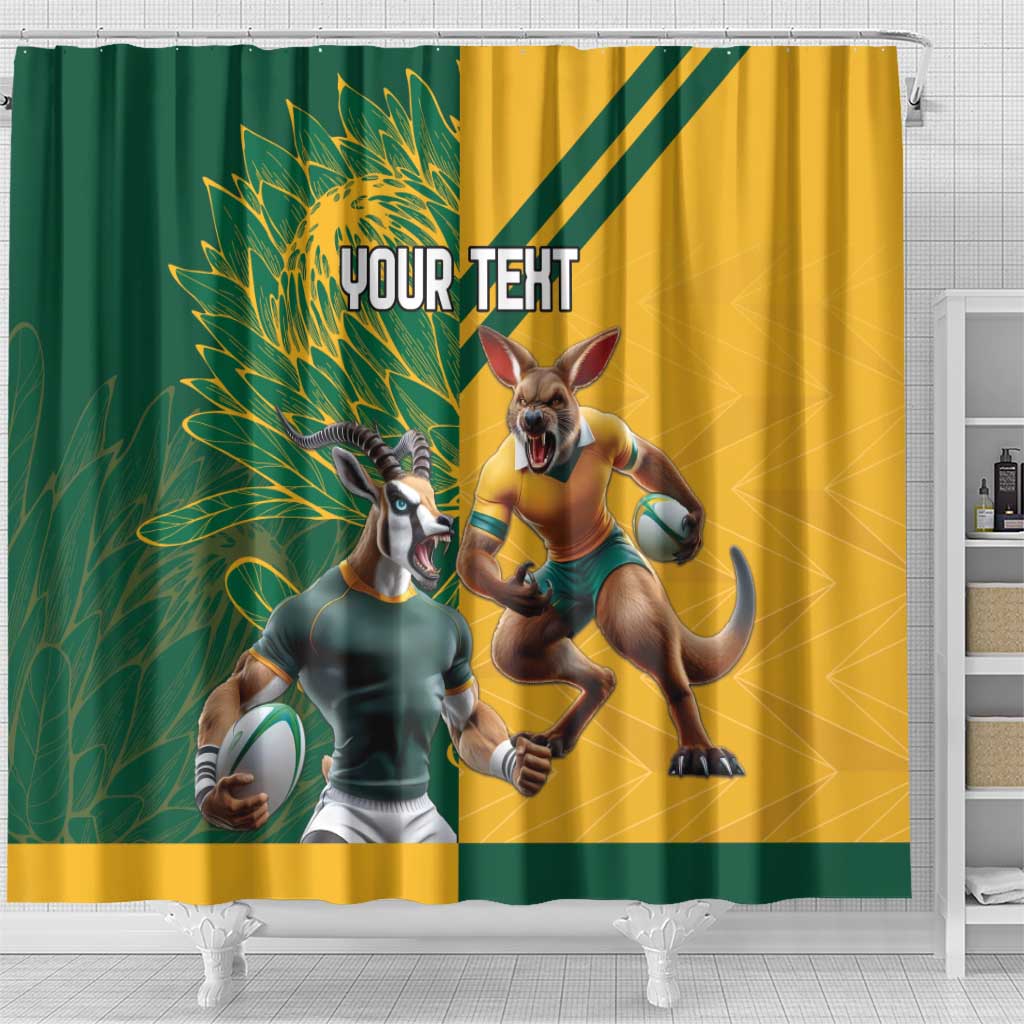Personalized Rugby South Africa Australia Shower Curtain Springboks Wallabies Mascot Go Champions - Wonder Print Shop